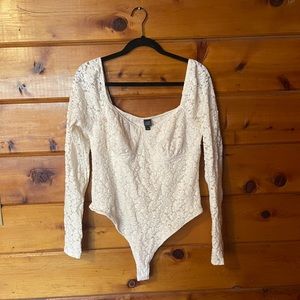 WILD FABLE - white lace body suit